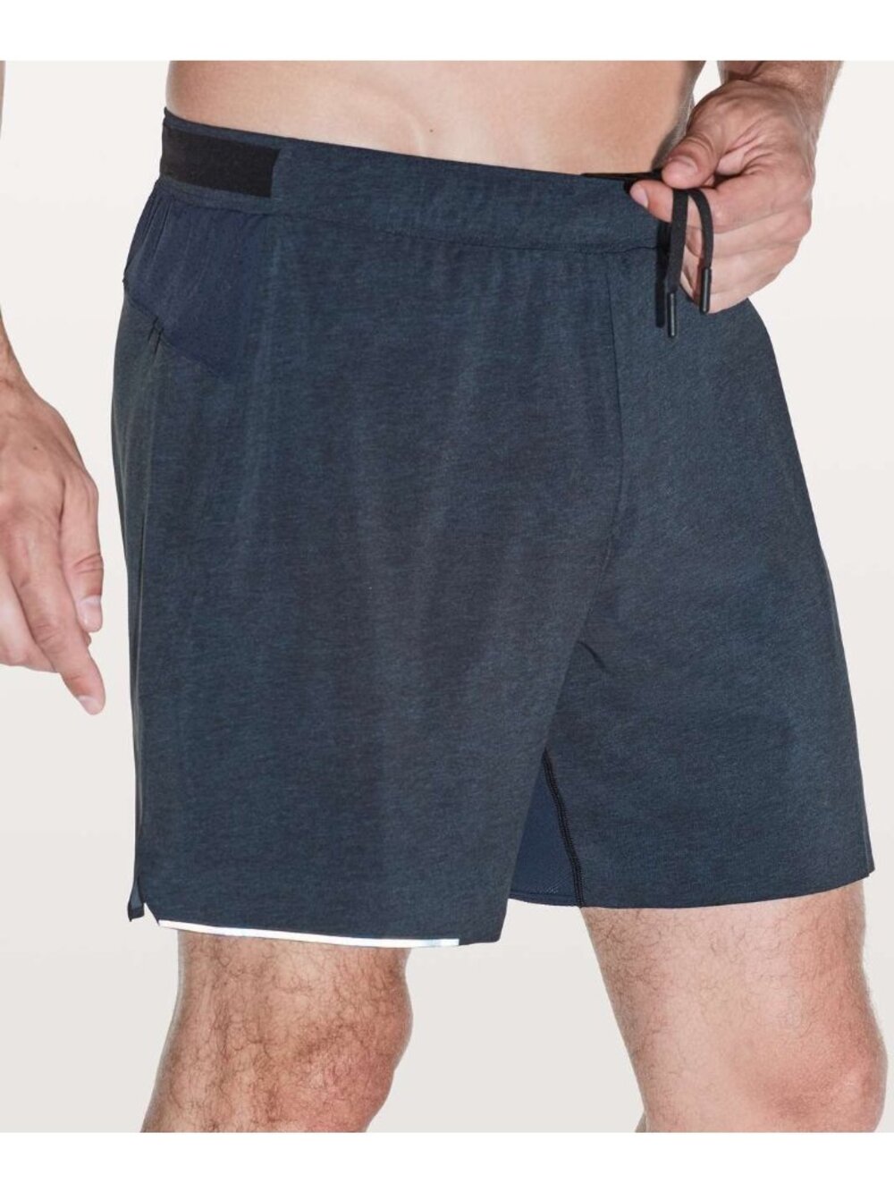 Lululemon Surge Short *6" Sz L Heathered Iron Blue True Navy Lined Running Gym